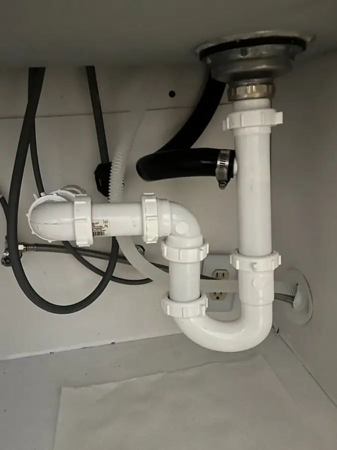Under-sink drain and P-trap after a clog was cleared
