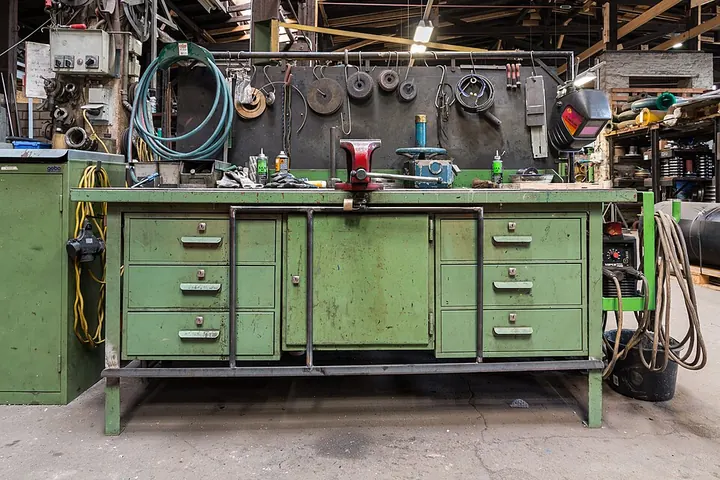 Hand tools on a workbench