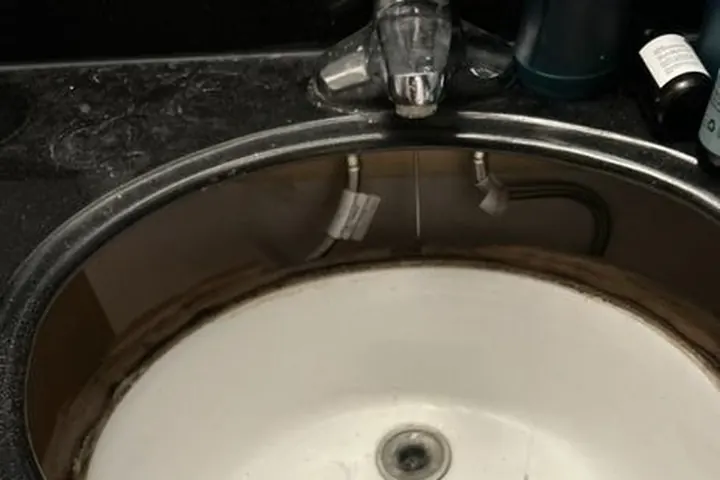 Bathroom sink and faucet at a vanity we worked on