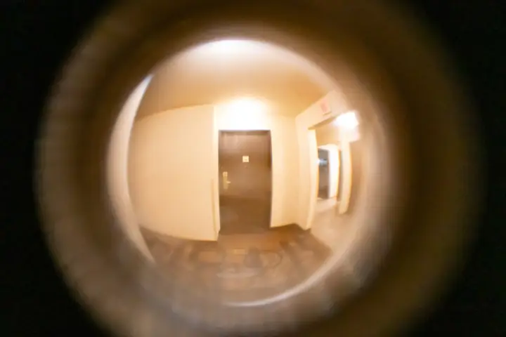 View through a door peephole