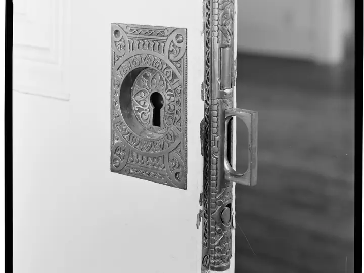 Pocket door pulled out of its wall pocket